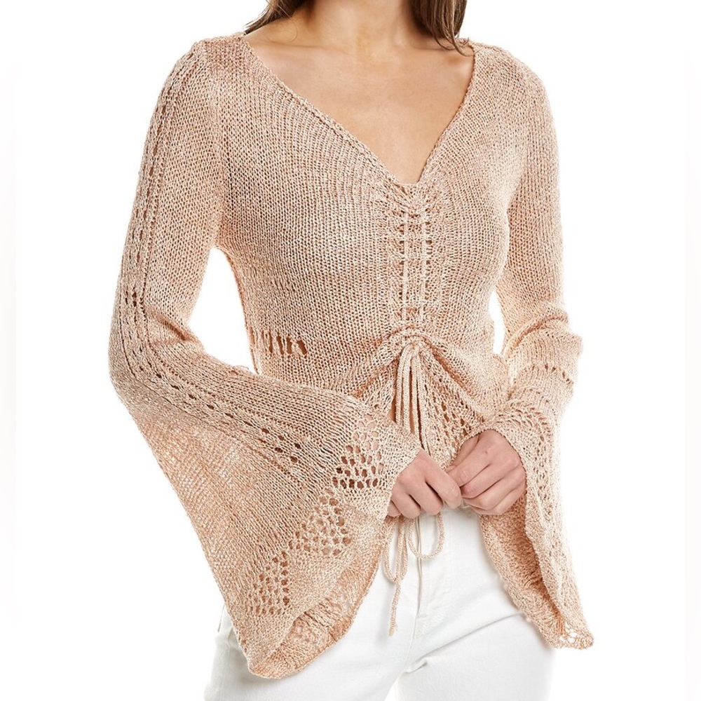 Free People Zinnia Ruched Open Knit Top